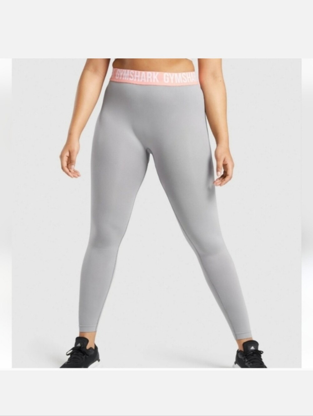 Gymshark Olive Leggings with Pink Logo Waistband - Picture 2 of 11